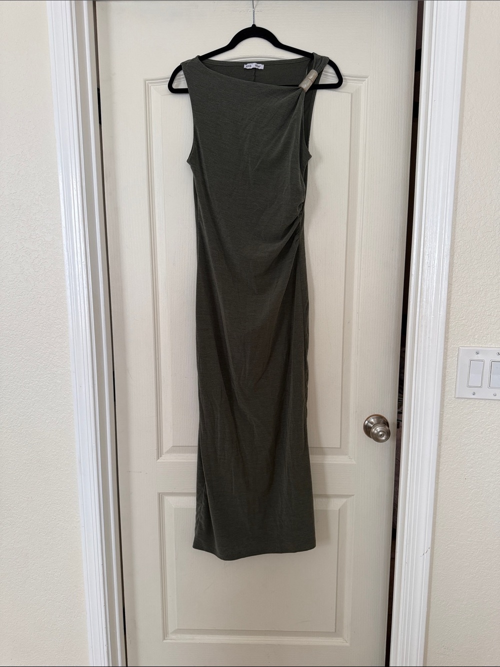 Mango Olive Green Sleeveless Maxi Dress